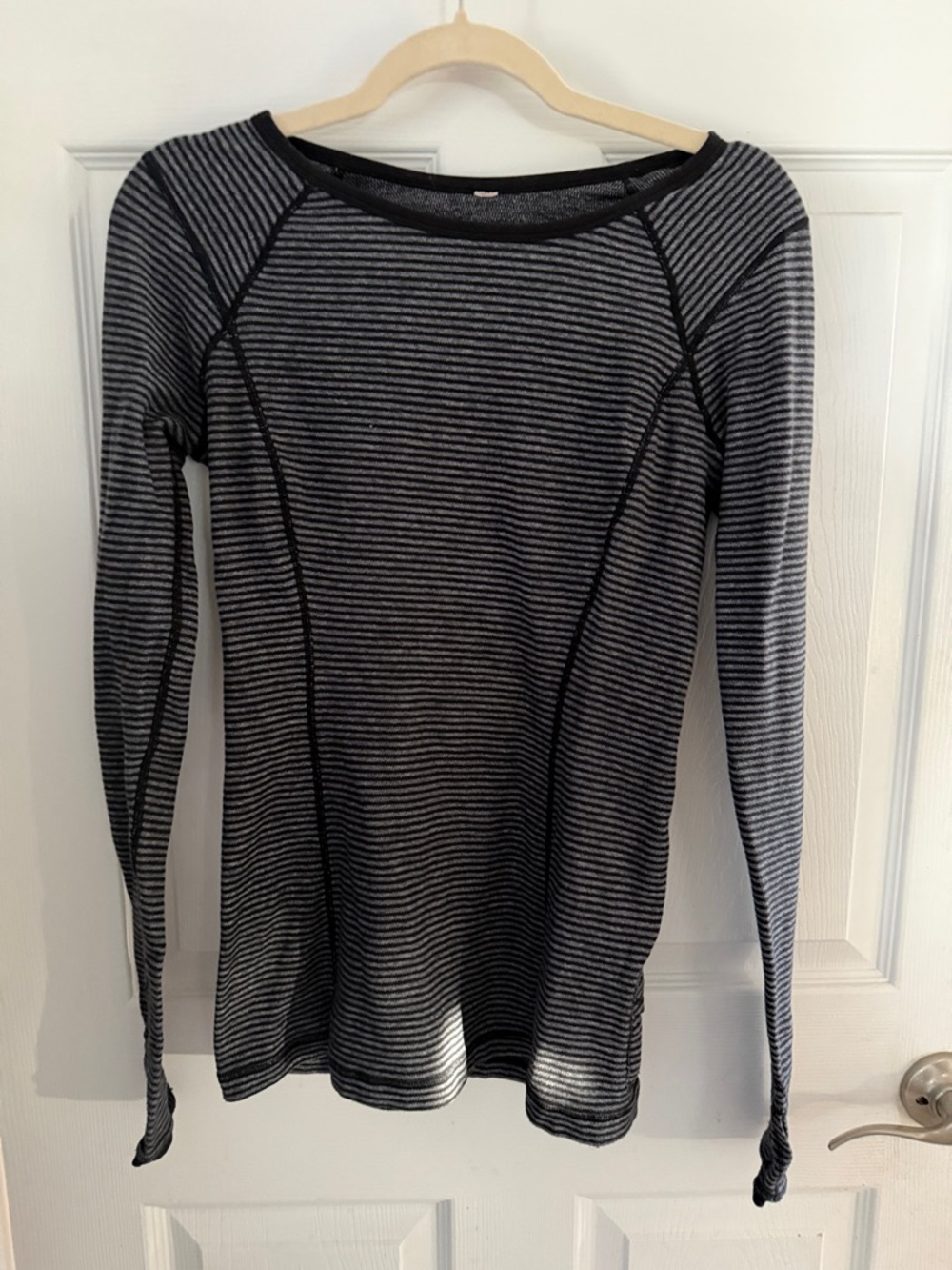lululemon athletica Black & Gray Striped Long-Sleeve Crew